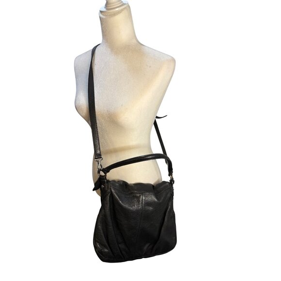Margot Black Leather Hobo Bag With Tassel Accent & Adjustable Strap - Picture 14 of 15